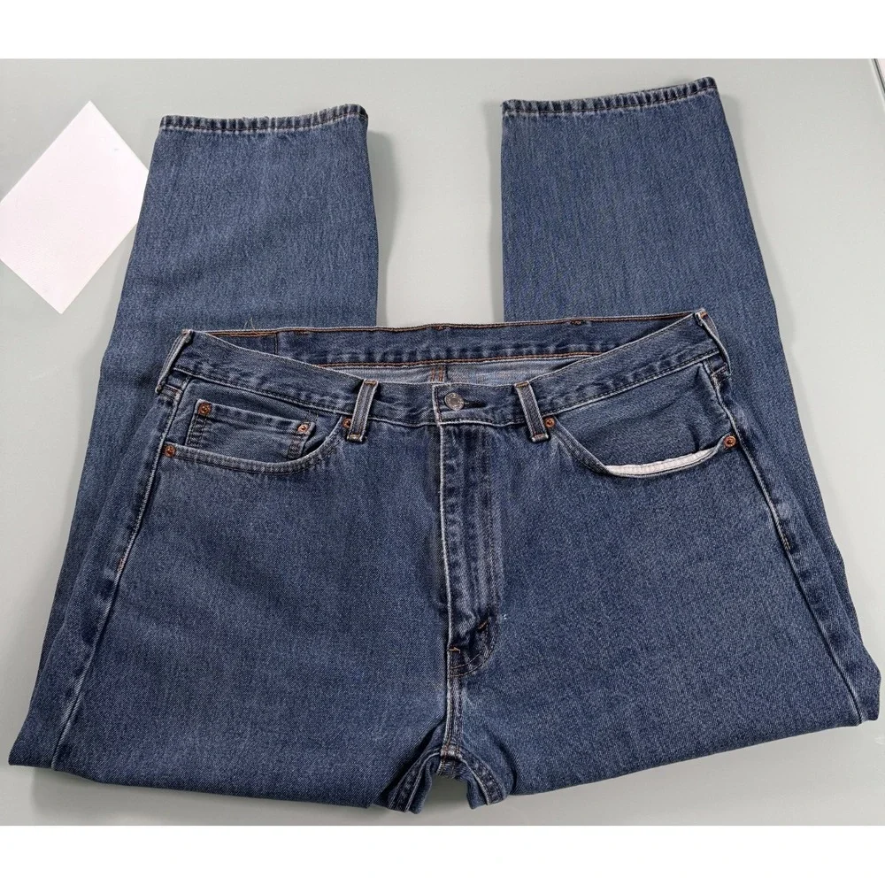 Levis 505 Jeans Mens 38x29 Blue Denim Straight Leg ‎ DadCore